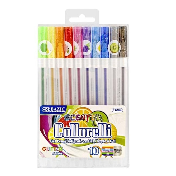 Bazic Products Bazic Products 17084 Scented Glitter Color Collorelli Gel Pen - Pack of 10 17084 - main